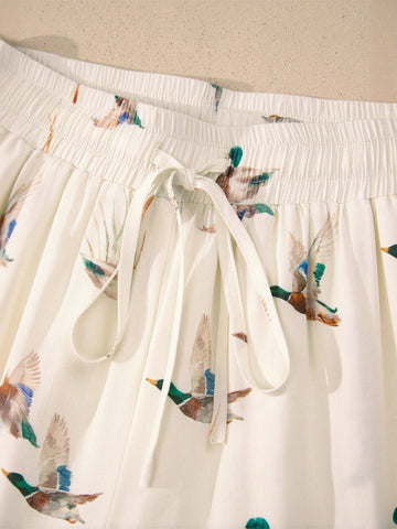 Printed Ruffle Trim Short Set