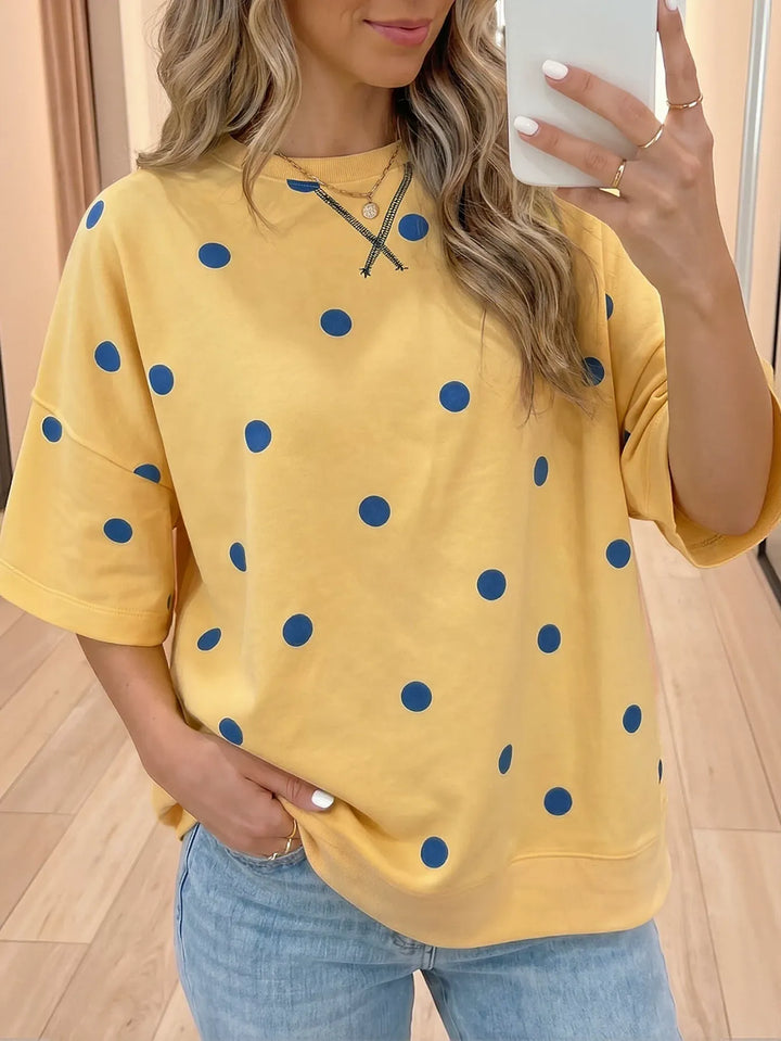 Oversized Polka Dot Crewneck Sweatshirt
