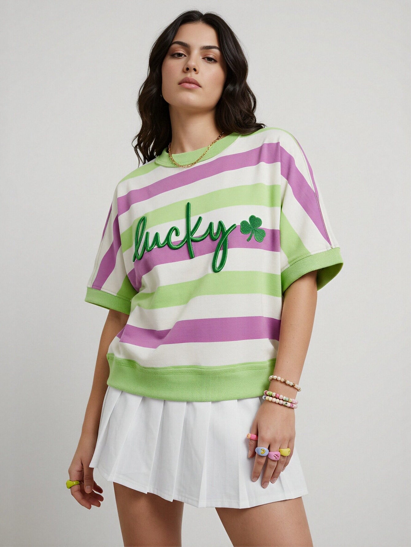 Lucky Clover Embroidered T-Shirt
