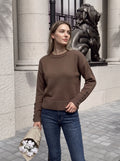 Cozy Button Cuff Crewneck Sweater