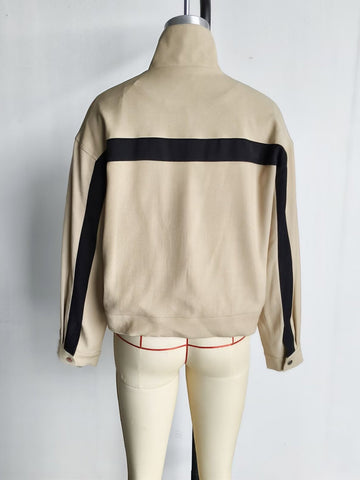 Oversized Colorblock Zip Up Jacket