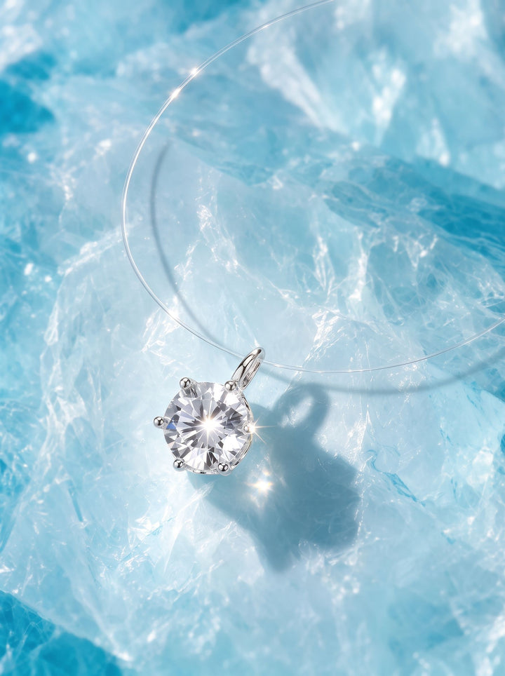 Minimalist Invisible Floating Diamond Necklace
