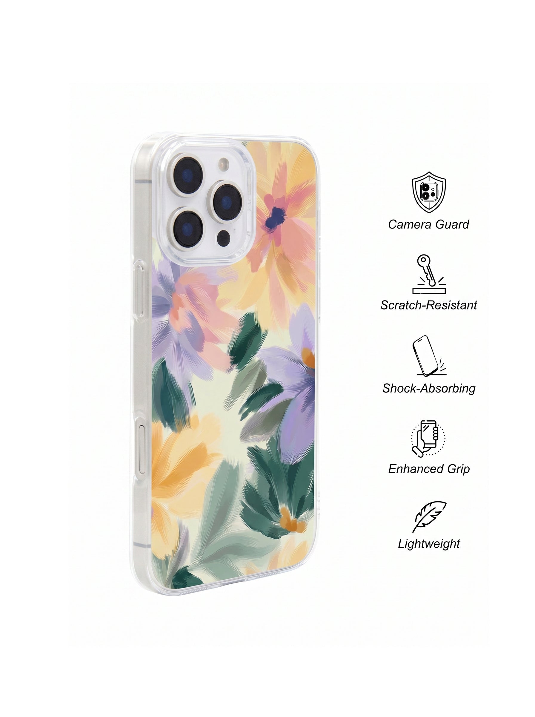 Watercolor Floral Clear Protective Phone Case