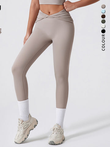 High Waisted Crossover Ruched Leggings