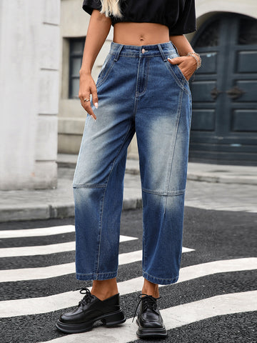 High Waisted Paneled Wide Leg Jeans
