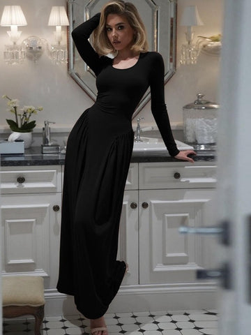 Elegant Scoop Neck Maxi Dress