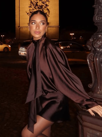 Elegant Satin Pussybow Mini Dress
