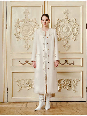 Elegant Lace Collar Wool Blend Coat