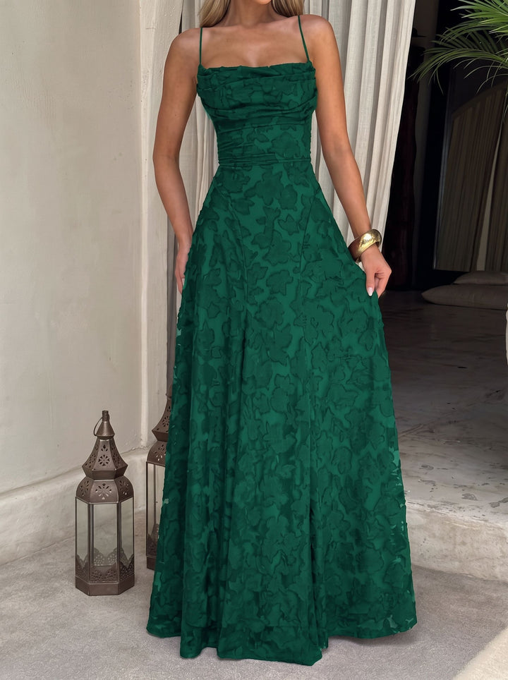 Cowl Neck Floral Maxi Dress
