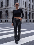 Lace Up Faux Leather Pants