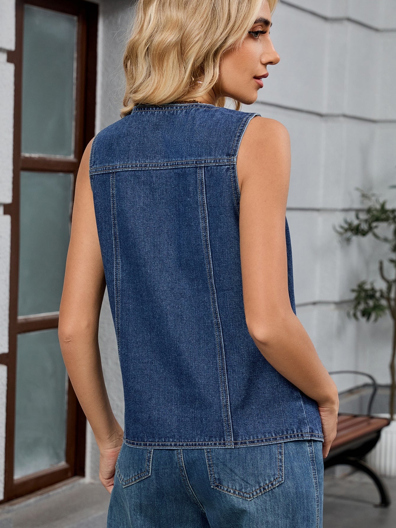 Tailored Button Down Denim Vest