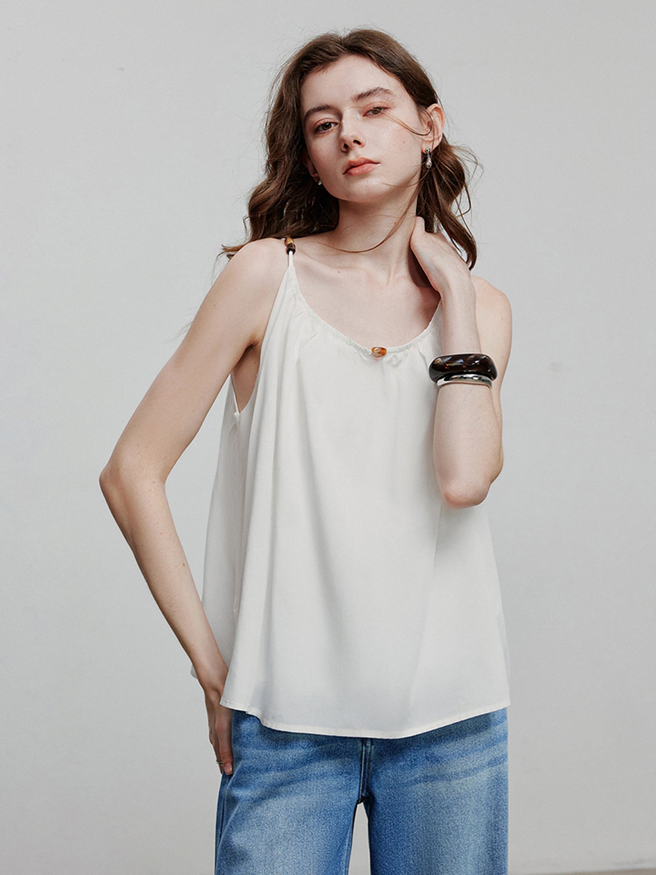 Beaded-Strap Sleeveless Casual Camisole
