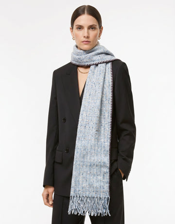 Cozy Textured Blanket Fringe Scarf