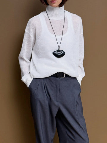 Sheer Lightweight Mock Neck Sweater