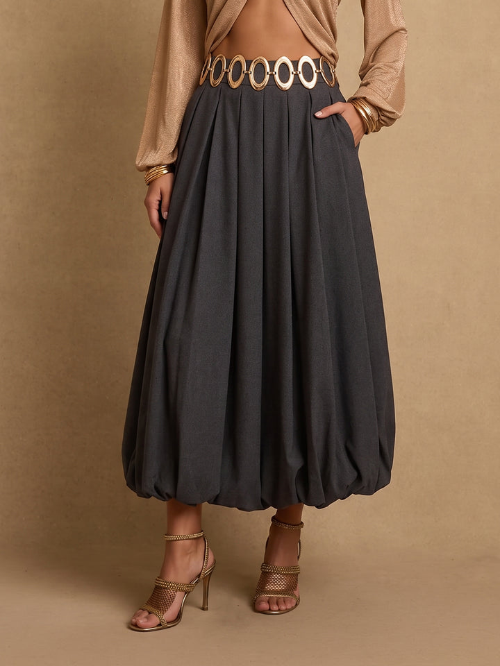 High Waisted Pleated Bubble Skirt