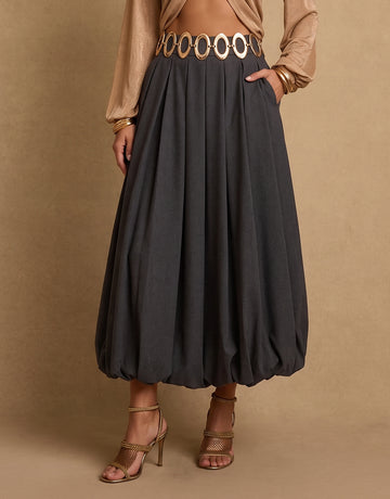 High Waisted Pleated Bubble Skirt