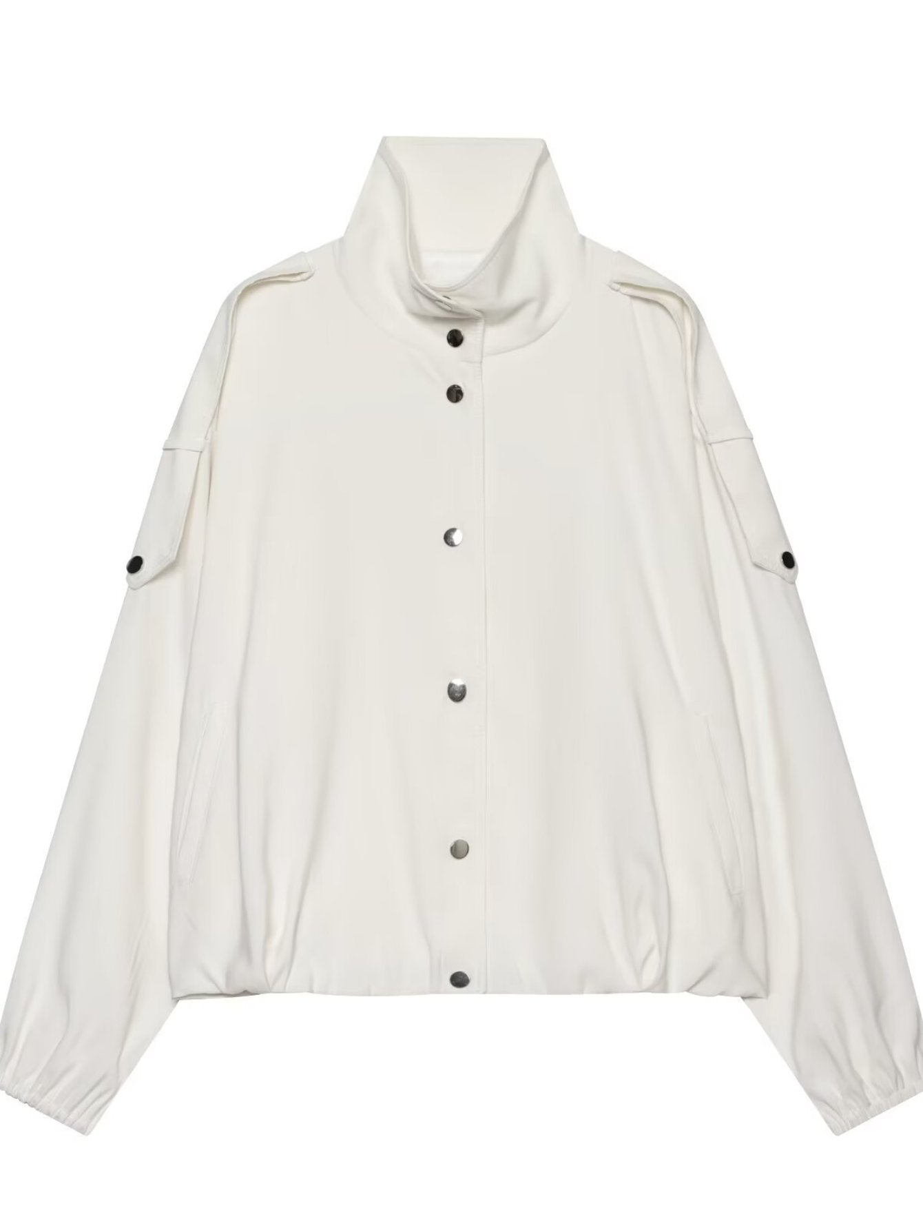 Oversized Stand Collar Utility Jacket