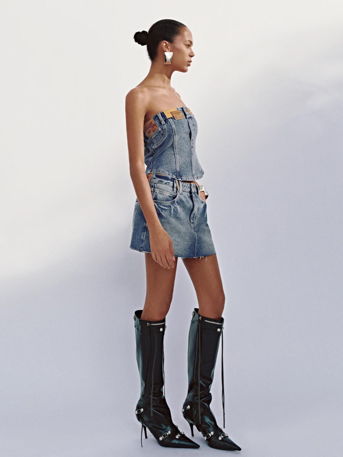 Urban Revivo Denim Mini Skirts-Blue