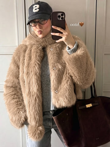 Luxurious Red Faux Fur Jacket