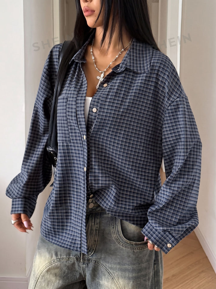 Oversized Plaid Button Down Shirt