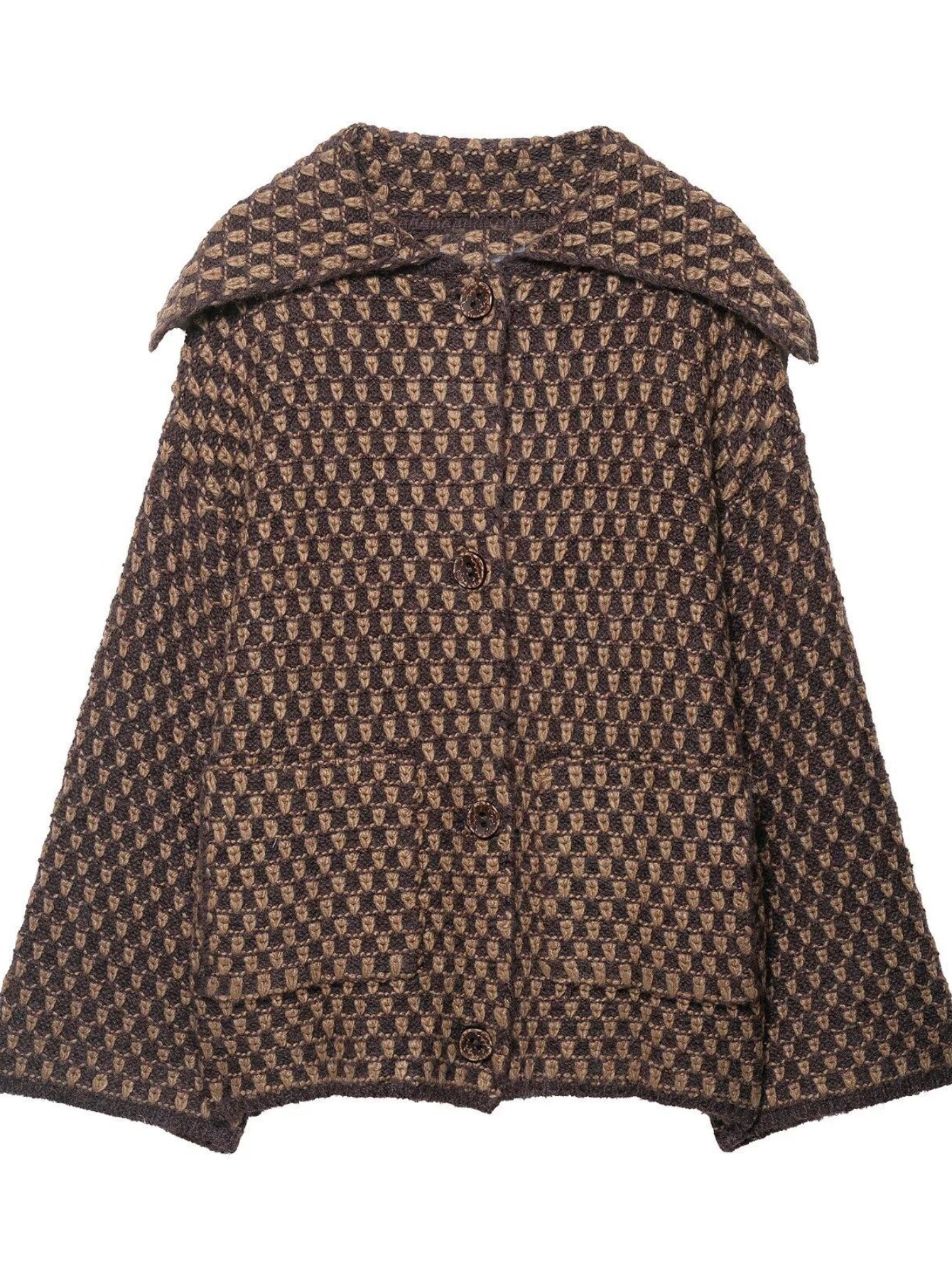 Textured Oversized Collar Button Up Jacket