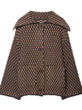 Textured Oversized Collar Button Up Jacket