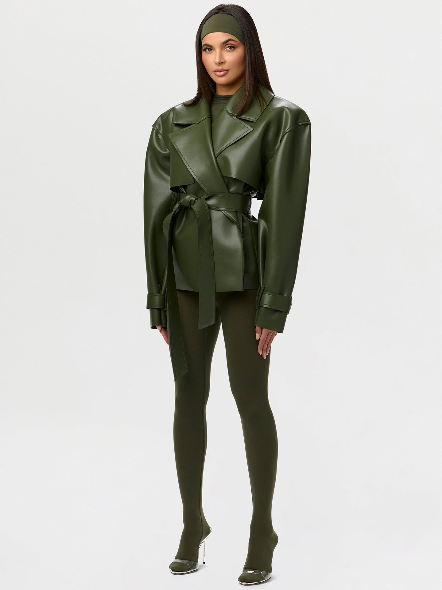 Oversized Belted Faux Leather Jacket