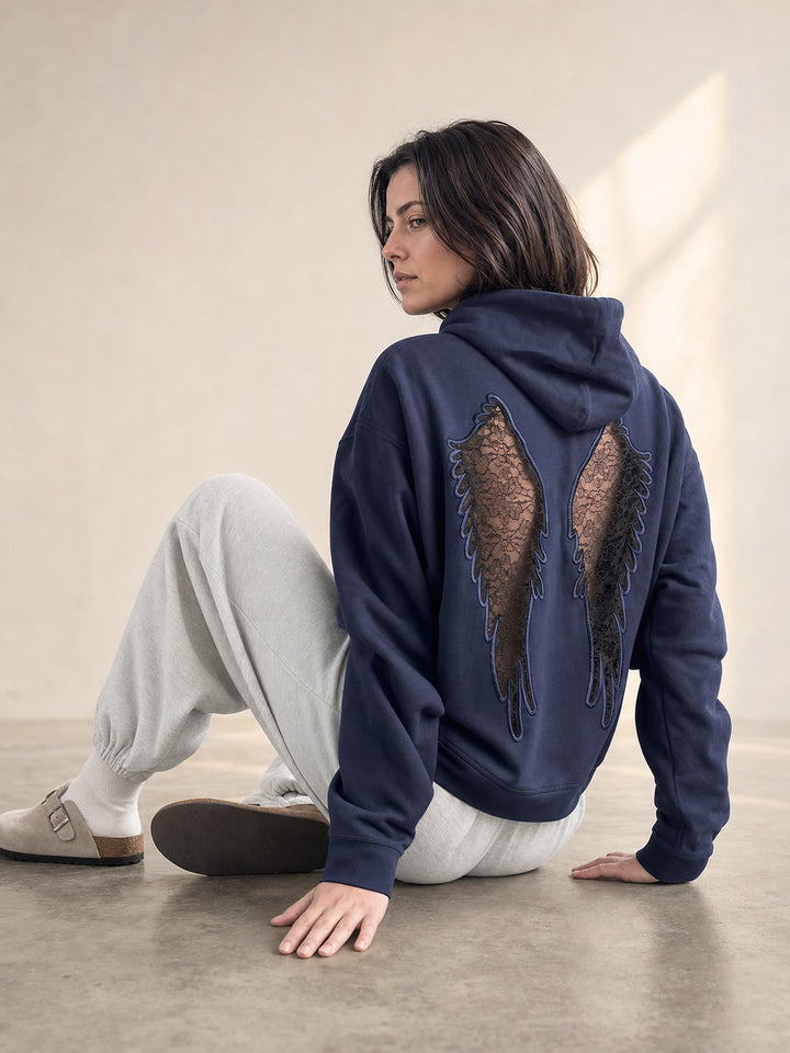 Lace Angel Wing Back Hoodie