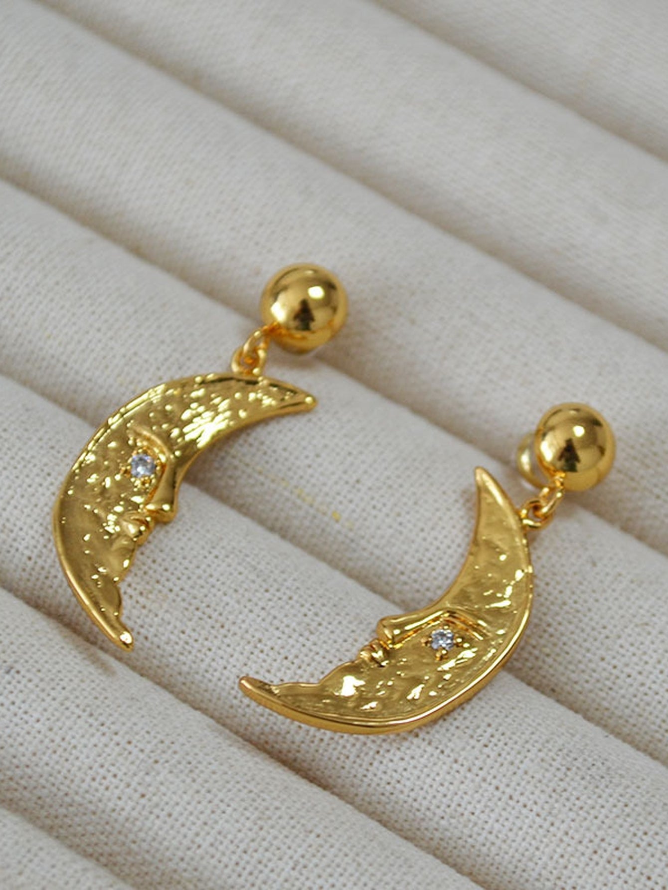 Celestial Gold Moon Statement Dangle Earrings