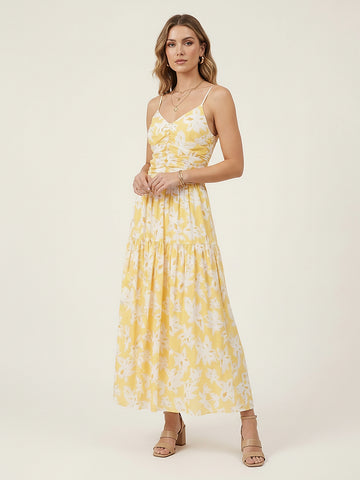 Pleated Cinched Waist Dress