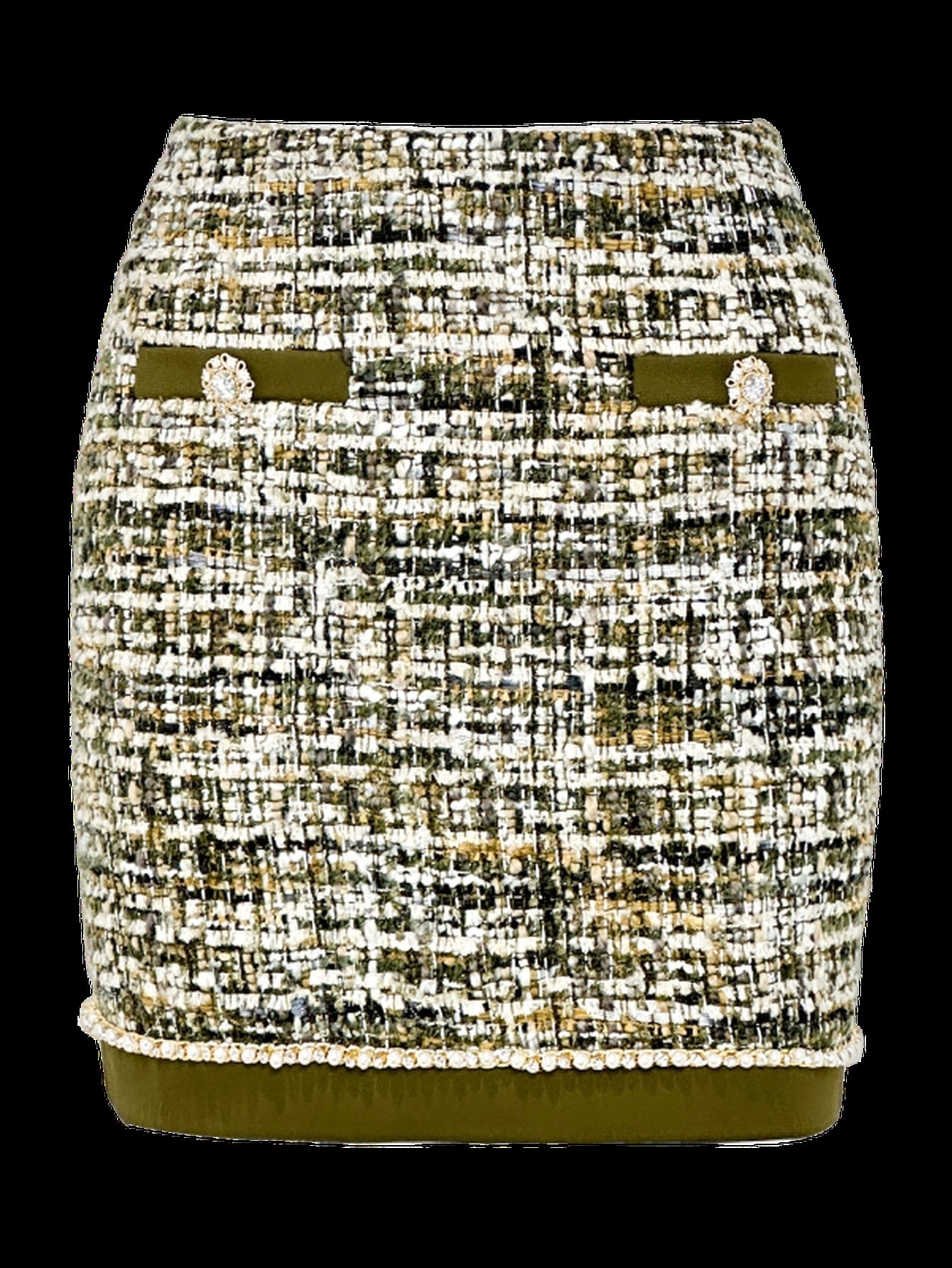 Embellished Tweed High Waisted Mini Skirt