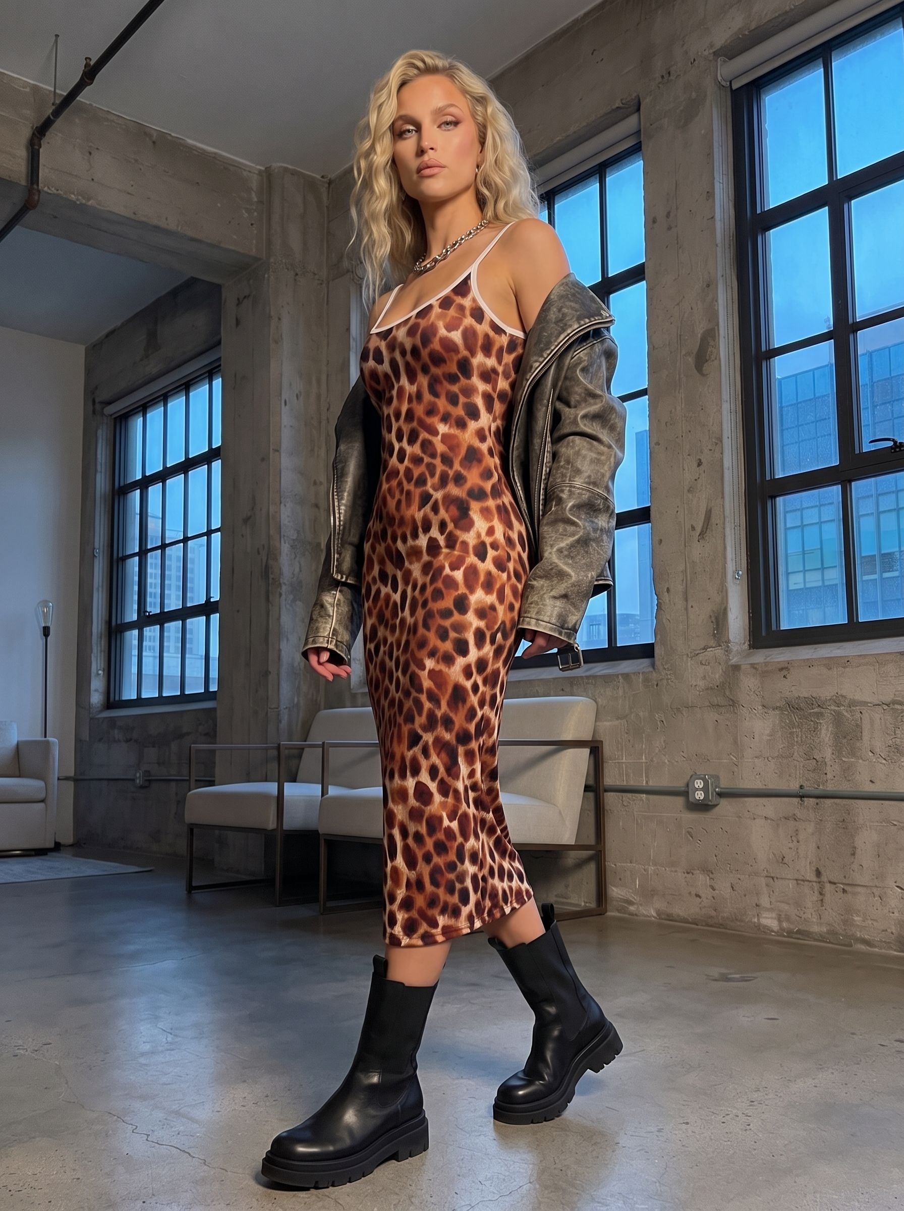 Mahlet B's Leopard Print Midi Dress
