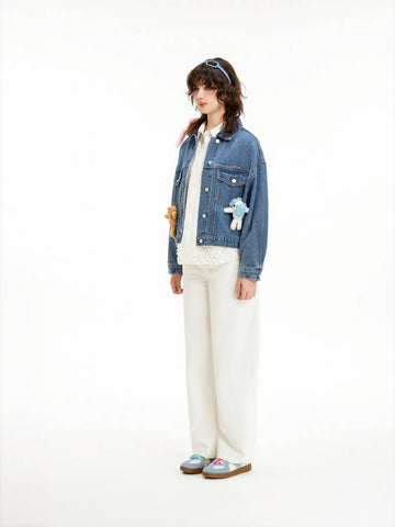 Oversized Cute Graphic Denim Jacket