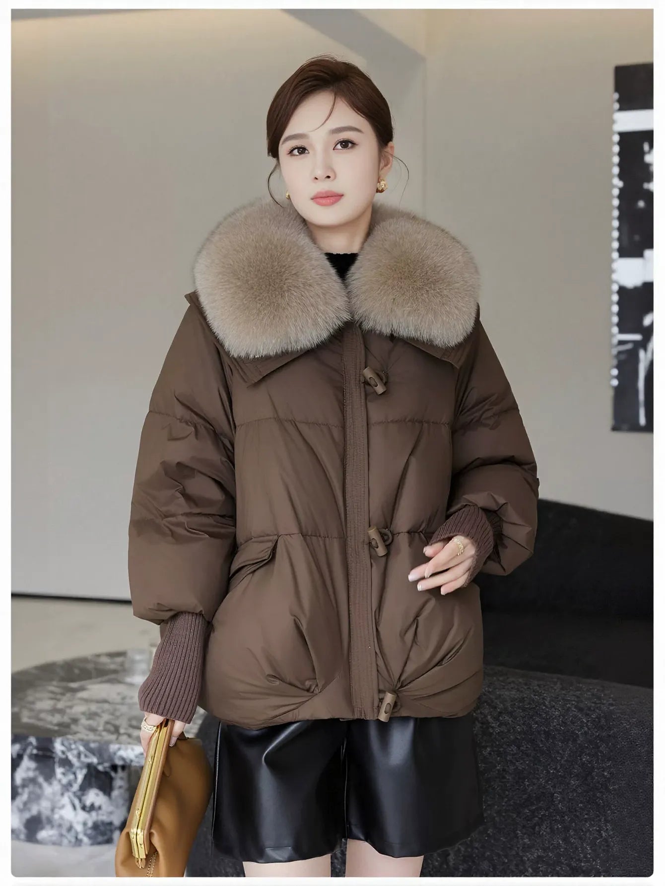 Faux Fur Collar Puffer Jacket