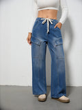 Drawstring Cargo Wide Leg Jeans