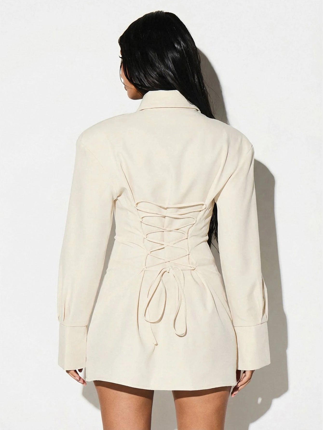 Tailored Tie Front Mini Shirt Dress