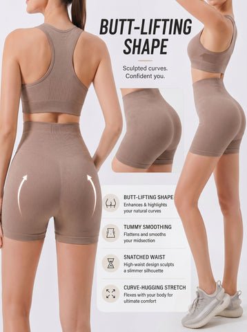Seamless High Waisted Yoga Short Set