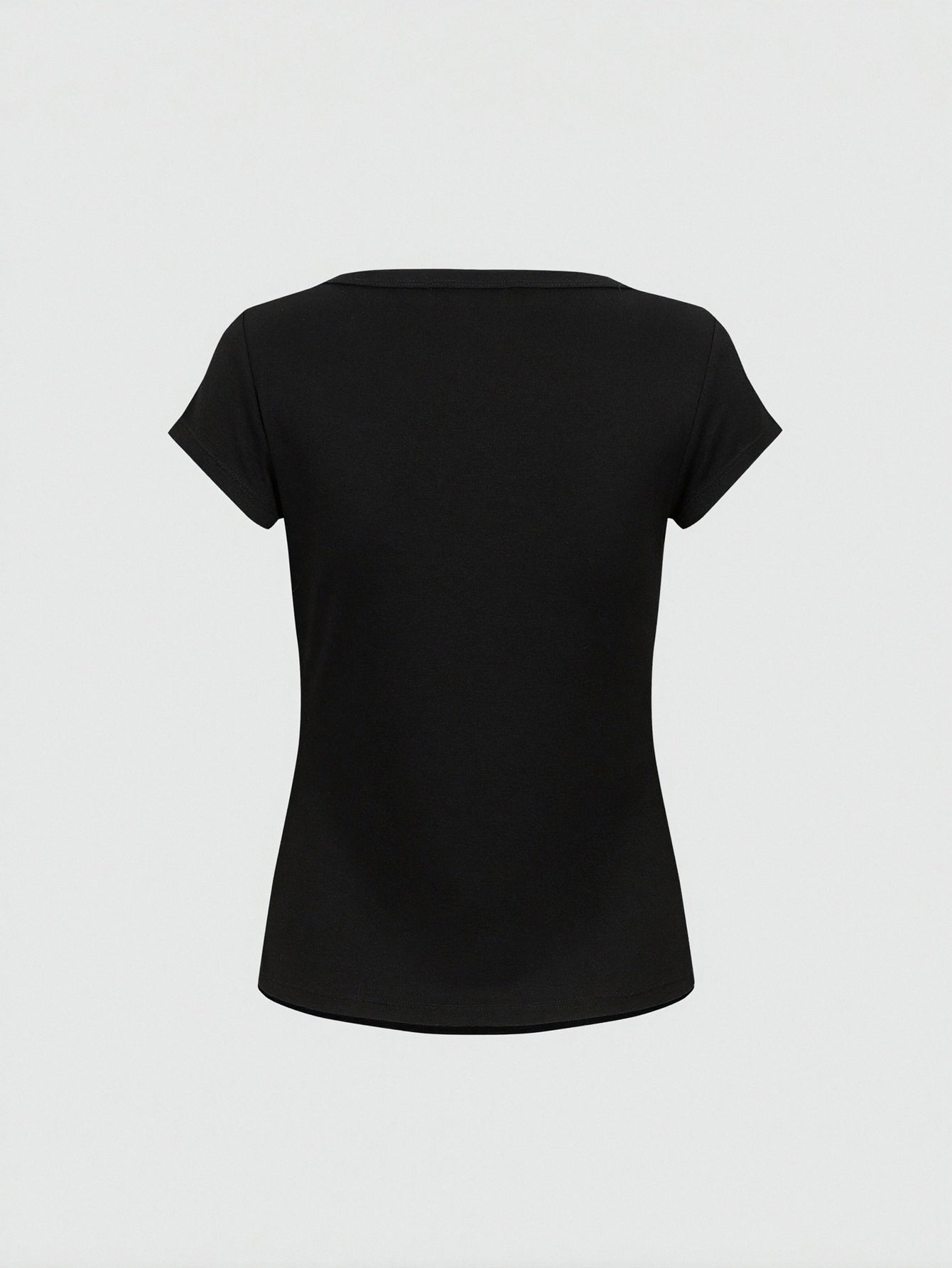 Urban Revivo Asymmetric Neck Capped Sleeve T-Shirts