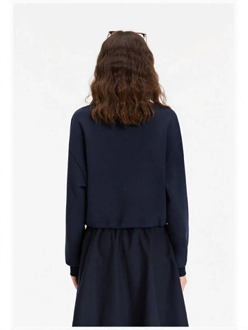 Oversized Lace Up Collar Sweatshirt