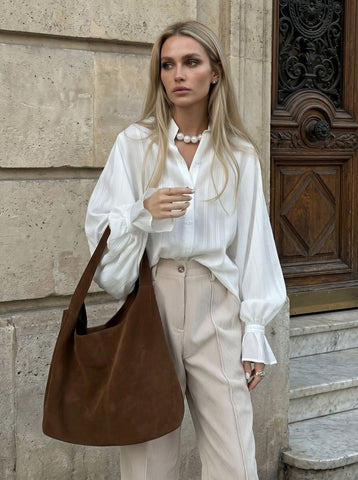 Elegant Balloon Sleeve Button Down Shirt