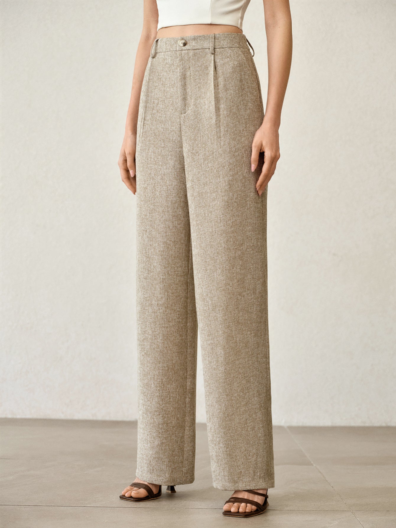 High Waisted Tailored Wide Leg Pants