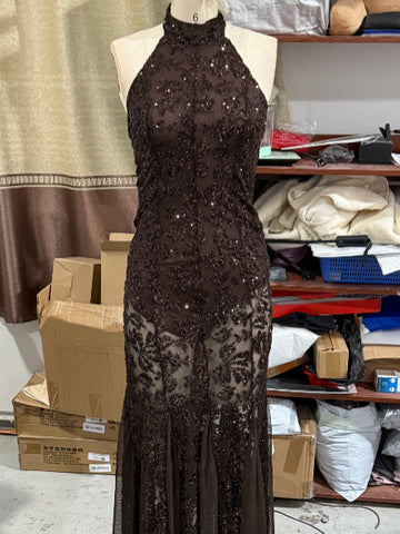 Sequined Halter Mermaid Evening Dress