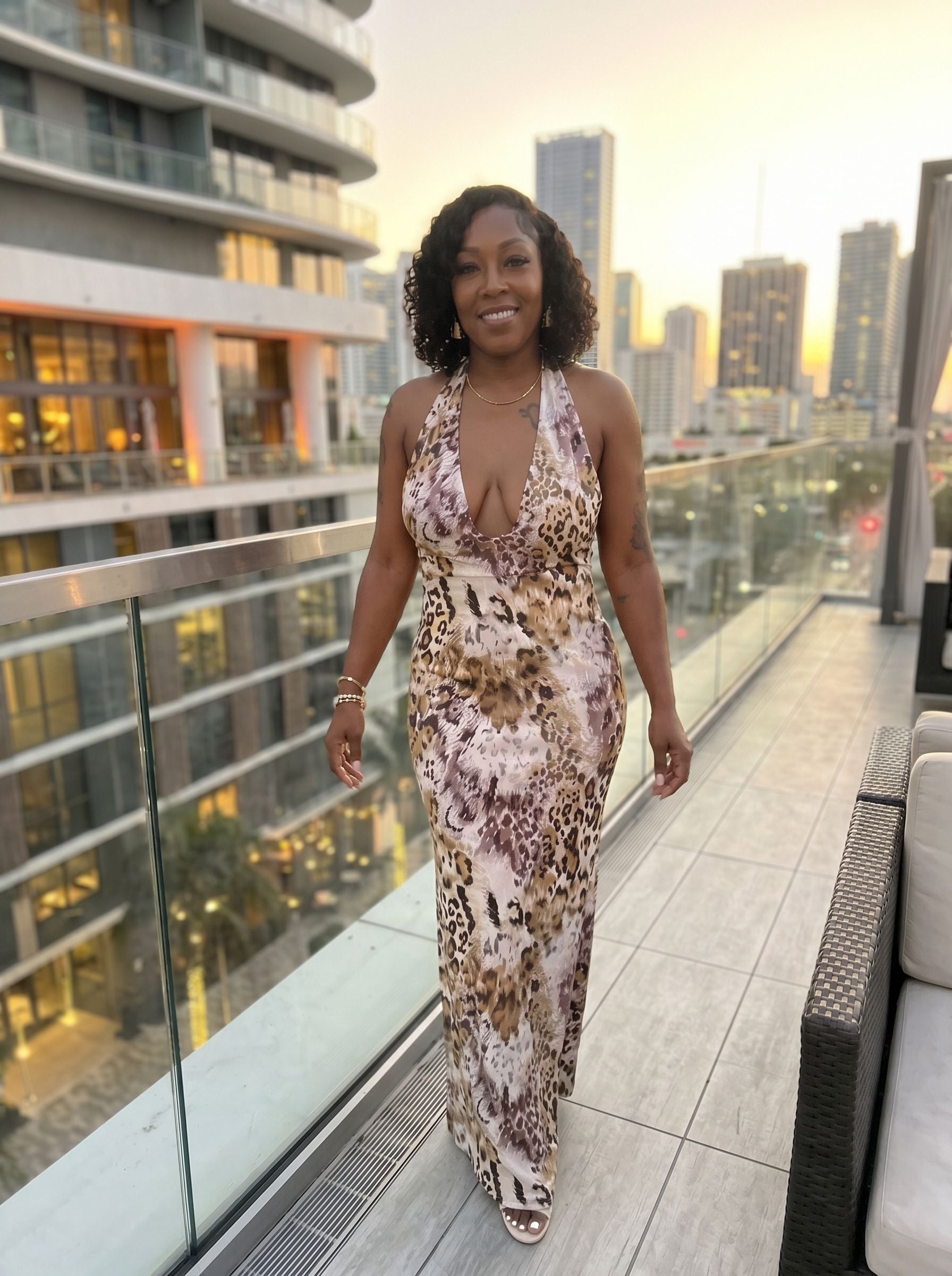 Tonisha Cox's Leopard Print Midi Dress