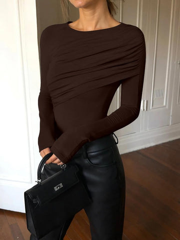 Ruched Slim Fit Long Sleeve Tee