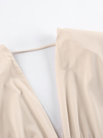 Elegant Colorblock Plunging Maxi Dress