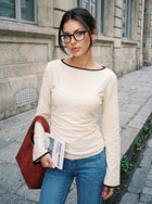 Elegant Contrast Trim Chiffon Blouse