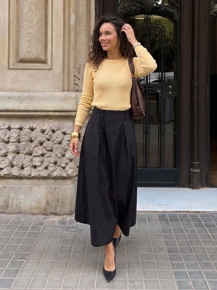 High Waisted Pleated Maxi Skirt