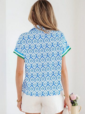 Printed Zip Front Polo