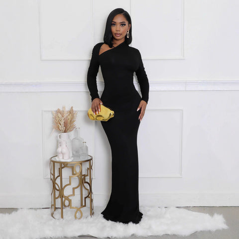 Cut Out One Shoulder Maxi Dress