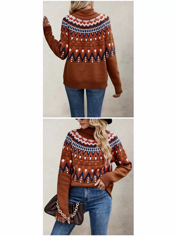 Cozy Fair Isle Turtleneck Pullover Sweater